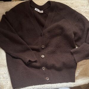 Zara Dark Brown Knit Cardigan